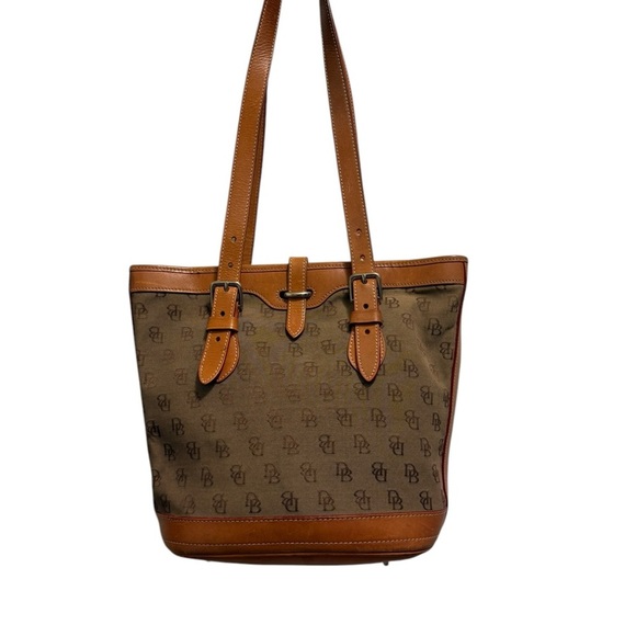 Dooney & Bourke Monogrammed Canvas/Leather Shoulder Bucket
Bag Brown/Tan - Picture 9 of 16